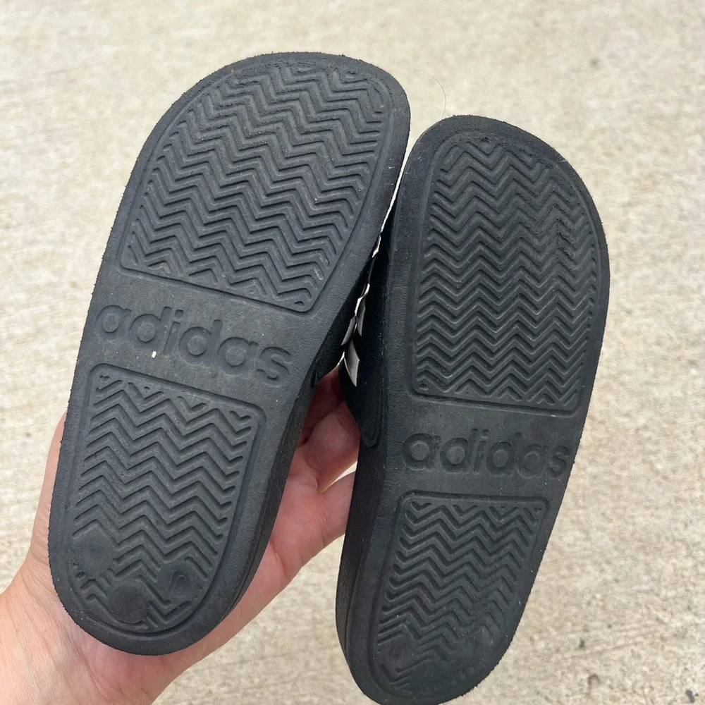 adidas Black and White Kids Slide Sandals